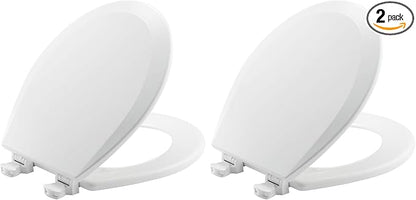 BEMIS 500EC 390 Toilet Seat with Easy Clean & Change Hinges,Round,Cotton White,(Pack of 2)