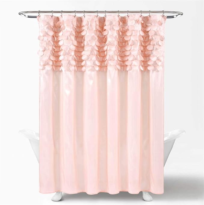 Lush Decor Lillian Shower Curtain Single 72" W x 72" L Blush - Pink Shower Curtains for Bathroom - Bathroom Curtain - Glam Bathroom Decor