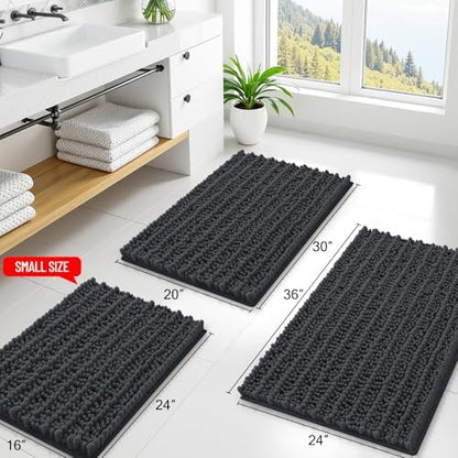 Smiry Bathroom Rugs 30X18, Extra Soft Rubber Backing Chenille Bath Mats