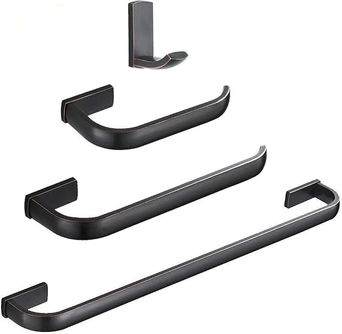 WINCASE Bronze Hardware Accessories Set Oil Rubbed, Bathroom Towel Bar Set Brass 4 Piece Wall Mounted Toilet Paper Towel Holder