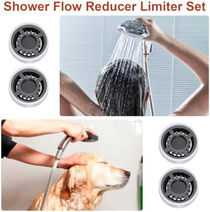 4Pcs Shower Flow Restrictor, Grey Water Flow Reducer Control Value