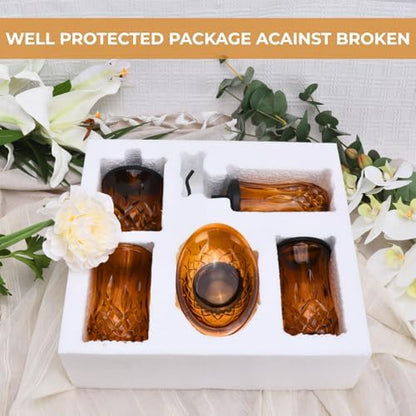 Amber Bathroom Accessories, Round Thick Glass & Zinc Alloy Pump