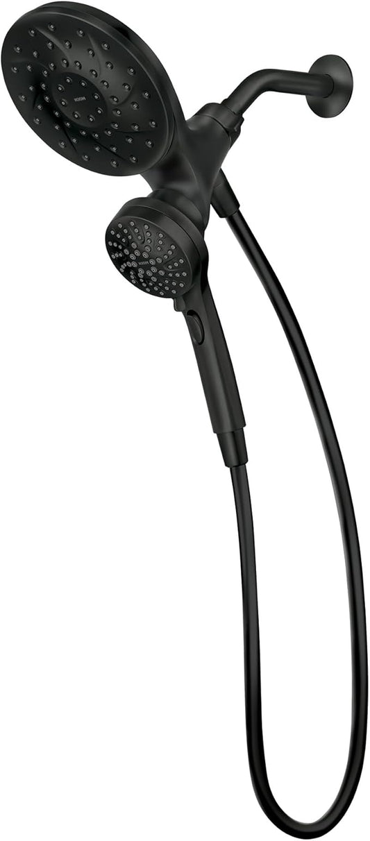 Moen Engage Matte Black 2.5 GPM Handheld Showerhead and Rain Shower 2-in-1 Combo Featuring Magnetic Docking System and Metal Hose, 26009BL