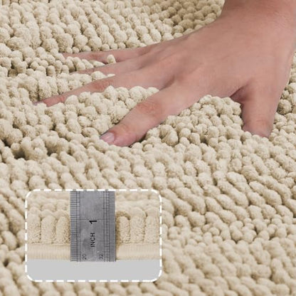 Turquoize Small Bathroom Rug 17x24, Soft Absorbent Chenille Bath Rug, Fog