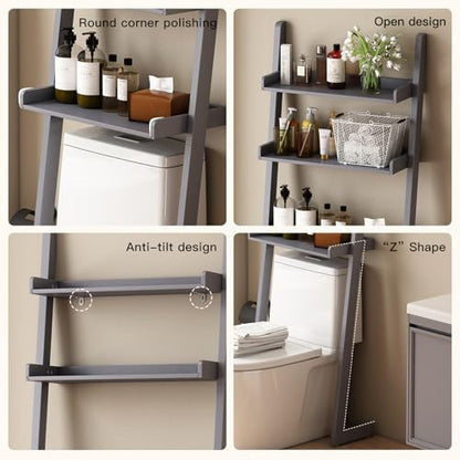 3-Tier Bathroom Over Toilet Storage for Small Space (Grey)