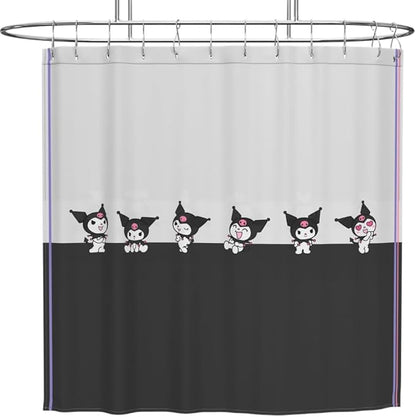 Sanrio Kuromi 13-Piece Shower Curtain Set, 72 x 72 Inch Fabric Curtain with Hooks, Bathroom Decor, Machine Washable, (100% Officially Licensed Product) by Franco Collectibles