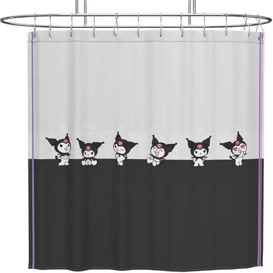 Sanrio Kuromi 13-Piece Shower Curtain Set, 72 x 72 Inch Fabric Curtain with Hooks, Bathroom Decor, Machine Washable, (100% Officially Licensed Product) by Franco Collectibles
