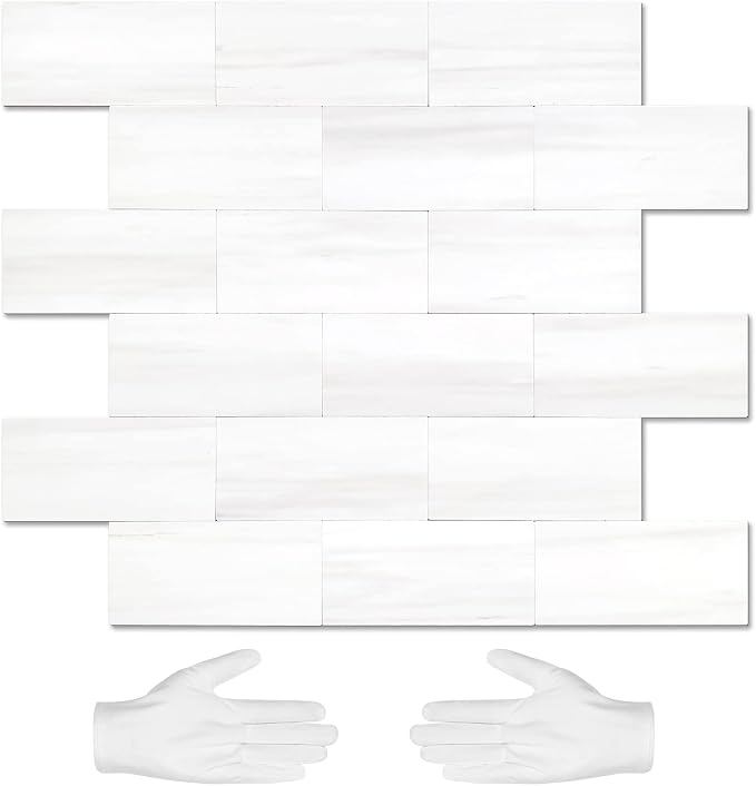 STICKGOO 20-Sheet Subway Tile Peel and Stick Backsplash, Seamless Design Matte Dolomite Kitchen Backsplash Wall Tiles, PVC Stick on Backsplash for Kitchen, Bathroom, RV, Fireplace