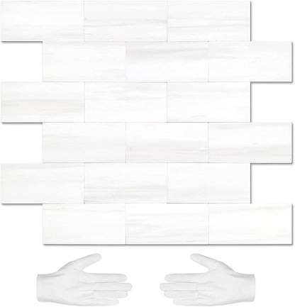 STICKGOO 20-Sheet Subway Tile Peel and Stick Backsplash, Seamless Design Matte Dolomite Kitchen Backsplash Wall Tiles, PVC Stick on Backsplash for Kitchen, Bathroom, RV, Fireplace