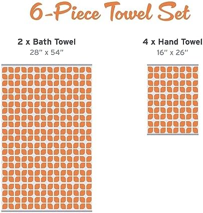 Intelligent Design Lita Cotton Bath Towel Set Jacquard, 6 Piece, Orange
