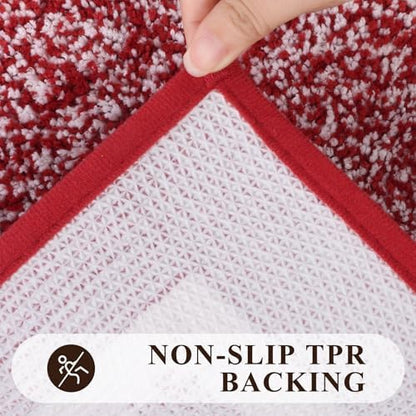 Pauwer 3 Piece Bathroom Rug Set, Non Slip Washable Bath Mat, Red