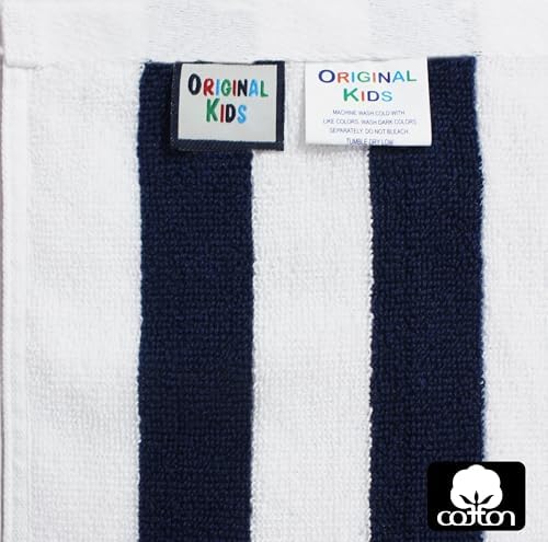 ORIGINAL KIDS 6 Piece Towel Set - 100% Cotton Cabana Stripe Kids Towel Set