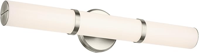 Kichler Rosh 24.25" LED Medium Bath Bar with White Glass in Brushed Nickel, Modern Minimalist, for Vanity, Fireplace, Buffet, Hallway, Vanity Mirror, (24.25" W x 5" H), 55188NILED