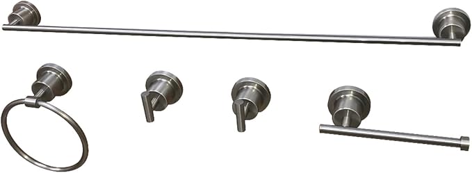 Kingston Brass BAH82134478SN Concord 5-Piece 24-Inch Towel Bar Bathroom Accessory Set in Brushed Nickel