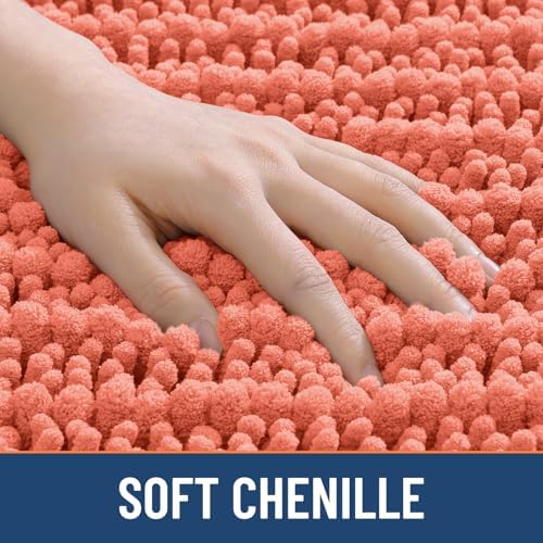 Smiry Bathroom Rugs 34X21, Extra Soft Rubber Backing Chenille Bath Mats