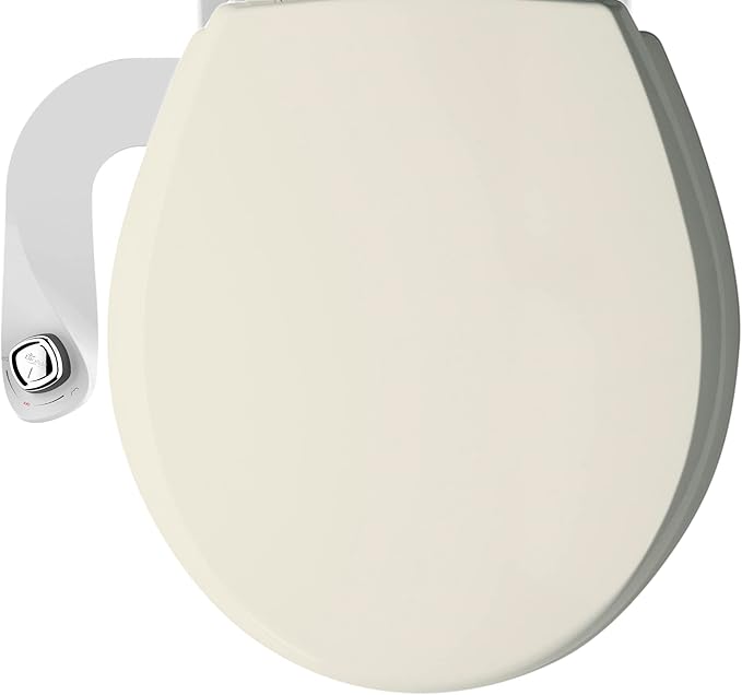 Bio Bidet Cassel Bidet Bundle, Slow-Close Never Loosen Toilet Seat with Perfect Fit, Fresh Water Spray, Non-Electric, Easy to Install Bidet, ROUND, Biscuit