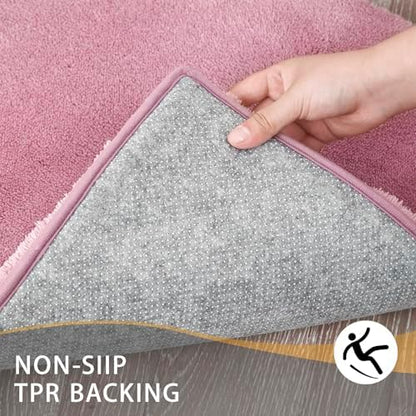 MINIDEAR Bathroom Rugs 32x20 Pink - Thick Memory Foam Bath Mat, Ultra Soft & Plush Fluffy, Non-Slip, Quick Dry, Absorbent Washable Floor Microfiber Mat for Tub, Home Decor Accessories