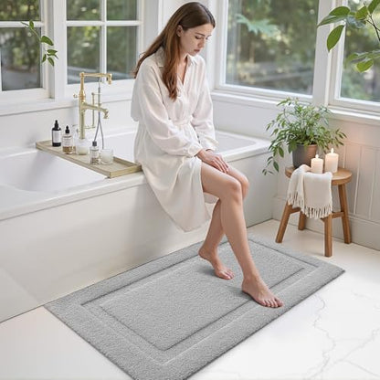 LUMI Ultra Soft Bathroom Runner Rugs, Non Slip Bath Mat 24x60, Grey