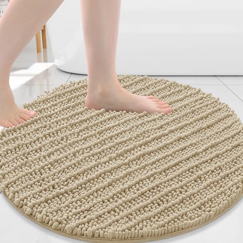 Arotive Round Bathroom Rugs 24x24, Soft Absorbent Chenille Shaggy Bath Mat