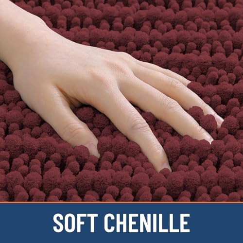 Smiry Bathroom Rugs 36X24, Extra Soft Rubber Backing Chenille Bath Mats
