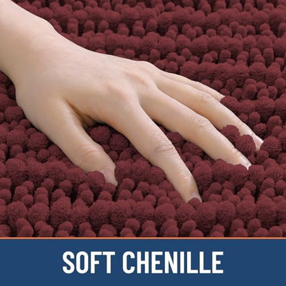 Smiry Bathroom Rugs 34X21, Extra Soft Rubber Backing Chenille Bath Mats