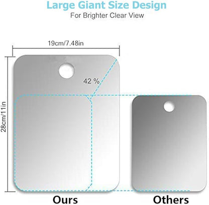 Deluxe Large Fogless Shower Mirror, Fogless Shaving Mirror(7.48 in X 11 in), Anit-Fog Shaving Mirror with Hook, Fog Free Wall Hanging Makeup Mirror, Anti Fog Shatterproof Mirror in Bathroom