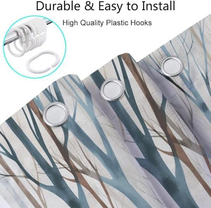 Birch Forest Abstract Shower Curtain Farmhouse Bathroom Decor 72X75 Inch