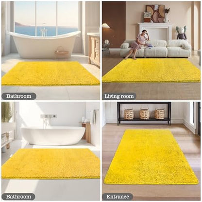Yeaban Chenille Yellow Bathroom Rug 40"x60",Non-Slip Rubber Backing