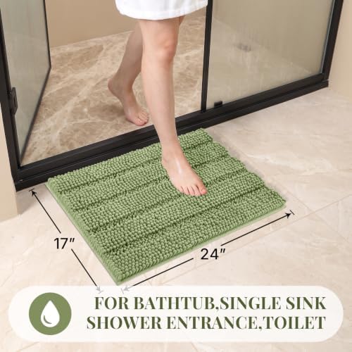 Bcoimo Small Bath Rug Mat,Sage Chenille High Absorbent Bathroom Floor Mats