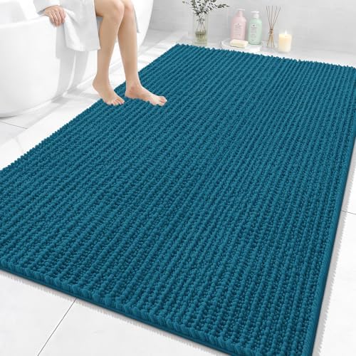 OLANLY Large Bathroom Rugs 70x46, Thick Soft Absorbent Chenille Bath Rugs