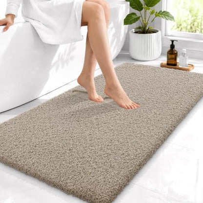 OLANLY Microfiber Bathroom Runner Rugs 44x24, Ultra Soft Bath Mat, Greige