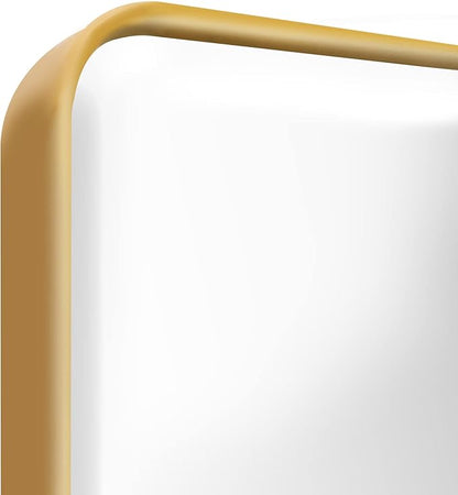 Fundin Plastic Medicine Cabinet, Beveled Edge Mirror Door with Round Corner Metal Frame, Recessed and Surface Mount Bathroom Medicine Cabinet, Golden,16 x 24 inch Mirror Size