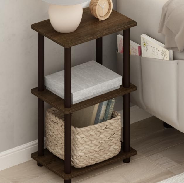 FURINNO Turn-N-Tube 2 Space Shelf, Walnut/Brown