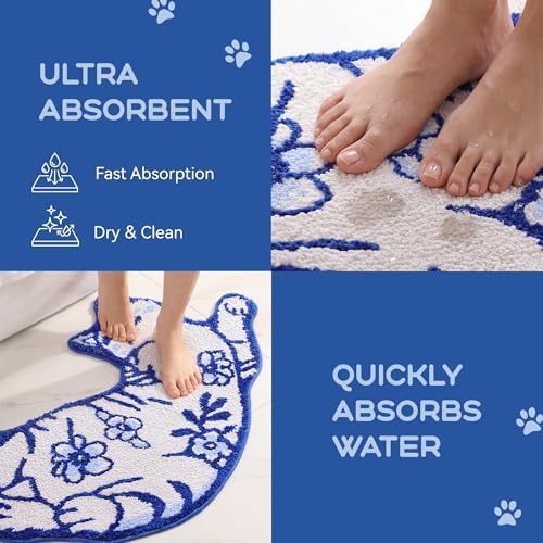 TRUEDAYS Cute Cat Bath Mat, Funny Bathroom Rugs for Cat Lovers