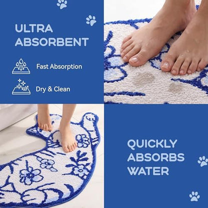 TRUEDAYS Cute Cat Bath Mat, Funny Bathroom Rugs for Cat Lovers