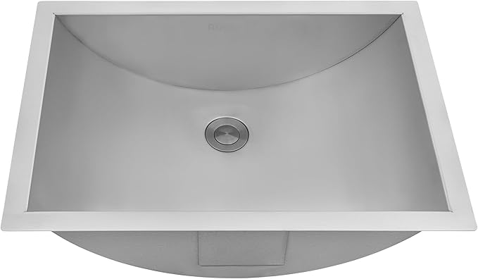 Ruvati 18 x 12 inch Rectangular Stainless Steel Bathroom Sinks -16 Gauge Stainless Steel Bathroom Sink with Brushed Finish hides scratches - Easy-to-Clean Undermount Sink - RVH6110