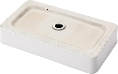 Vessel Sink Rectangular, Dcolora 24"x14" White Vessel Sink Ceramic Porcelain Rectangle Bathroom Vessel Sink Above Counter Vanity Sink Basin