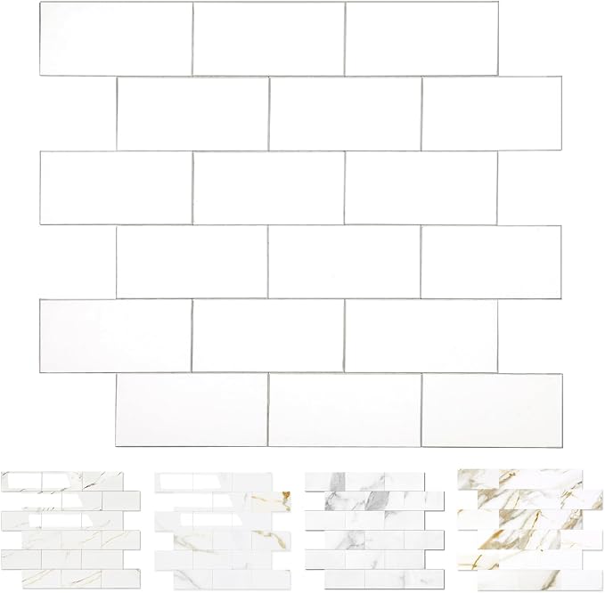2026 New Upgrade Peel and Stick Backsplash Tile, Peel and Stick 11.34" X 11.57" Wall Tile for Kitchen, Bathroom, Fireplace, Laundry (Pure White, 1 Pack)