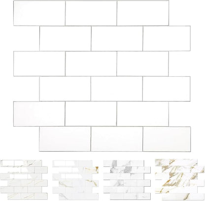 2026 New Upgrade Peel and Stick Backsplash Tile, Peel and Stick 11.34" X 11.57" Wall Tile for Kitchen, Bathroom, Fireplace, Laundry (Pure White, 1 Pack)