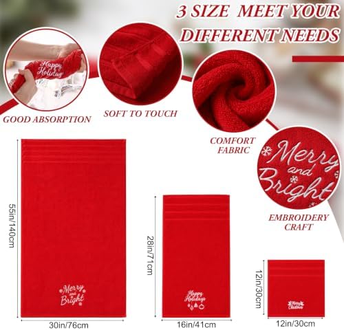Hahafelt Decorative Bathroom Towel Set,Red, Christmas