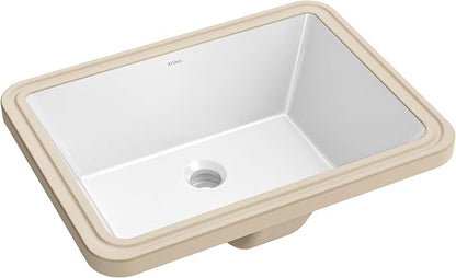 KRAUS Elavo 20.25 in. Rectangular Porcelain Ceramic Undermount Bathroom Sink in White with Overflow Drain, KCU-244