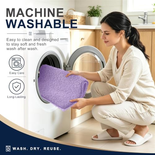OLANLY Microfiber Bathroom Rugs 30x20, Soft Absorbent Bath Mat, Lavender