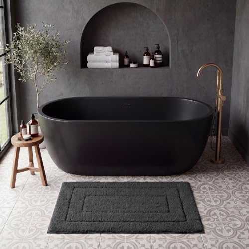 GRANNY SAYS Charcoal Gray Bathroom Rug 16" x 24", Non-Slip Bath Mat
