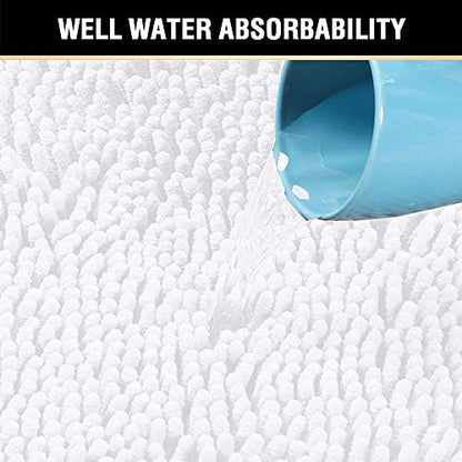 H.VERSAILTEX Bath Mats for Bathroom Non Slip Luxury Chenille Ultra Soft Bath Rugs 24x36 Absorbent Non Skid Shaggy Rugs Washable Dry Fast Plush Area Carpet Mats for Indoor, Bath Room, Tub - Pure White