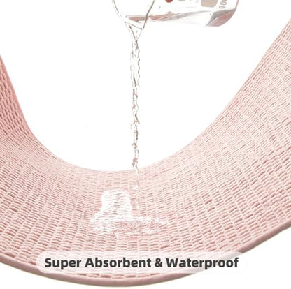 TYUU Bathroom Runner Rugs, Long Bath Mat Runner Washable Thin Quick Dry Low Pile Bathroom Runner Rugs Non Slip, Pink 16"x60"