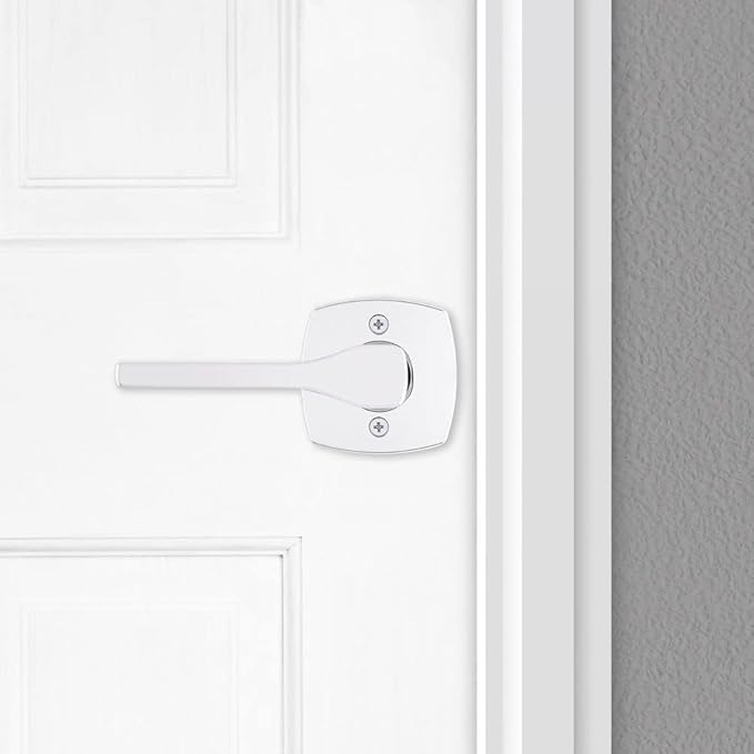 Kwikset Tripoli Lever Interior Passage Door Handle, Lever for Closet and Hallway Doors, Reversible Non-Locking Handle Lever, Polished Chrome (Pack of 2)
