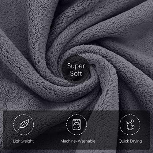 TENSTARS Silk Hemming Hand Towels for Bathroom - Quick Drying - Ultra Soft Microfiber Absorbent Towel for Bath Fitness, Gym, Shower, Hotel, and Spa - 16x28 Inch | Set of 6, Dark Grey