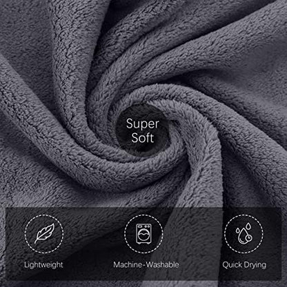 TENSTARS Silk Hemming Hand Towels for Bathroom - Quick Drying - Ultra Soft Microfiber Absorbent Towel for Bath Fitness, Gym, Shower, Hotel, and Spa - 16x28 Inch | Set of 6, Dark Grey