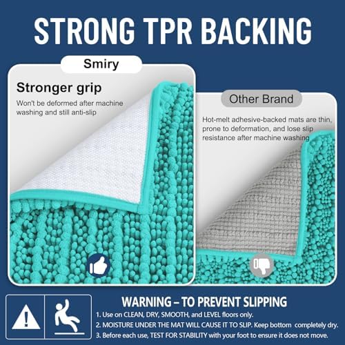 Smiry Bathroom Rugs 24X16, Extra Soft Rubber Backing Chenille Bath Mats