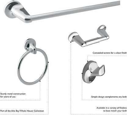 Design House 558643 Ames Transitional Towel Ring Brushed Nickel | Wall Mount, Transitional, Zinc, Hardware, 558163
